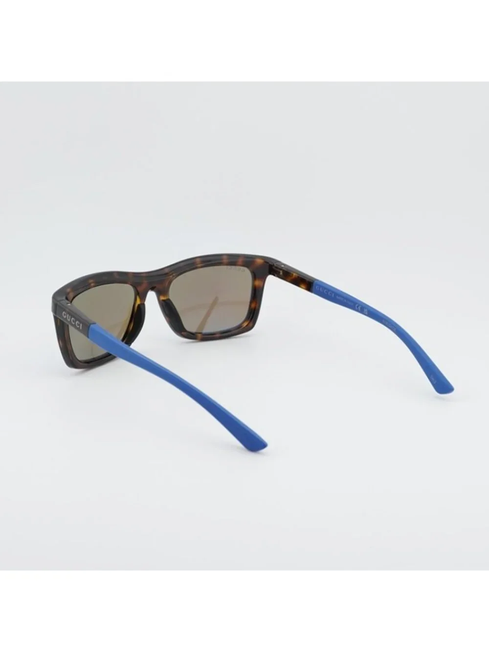 Gucci GG1735S 003 Sunglasses Havana Rectangle Frame, Blue Lenses